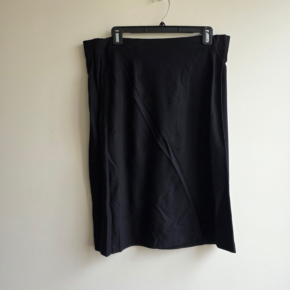 Eileen Fisher Black Stretch Pencil Skirt Size Large Made in USA Office Corporate